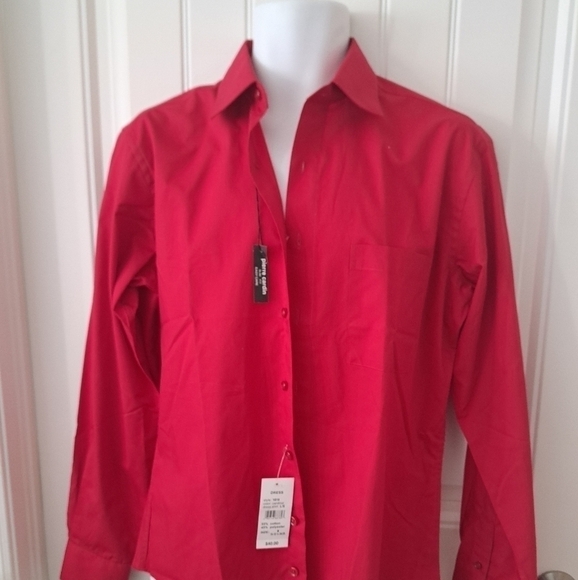 PIERRE CARDIN easy care slim fit cardinal Red dress shirt crisp coastal M 15.5 - Picture 3 of 6